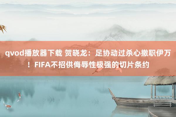 qvod播放器下载 贺晓龙：足协动过杀心撤职伊万！FIFA不招供侮辱性极强的切片条约