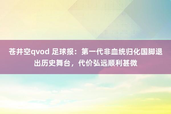 苍井空qvod 足球报：第一代非血统归化国脚退出历史舞台，代价弘远顺利甚微